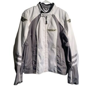 Fly Racing Women's Motorcycle Jacket Gray White Reflective Size 9-10